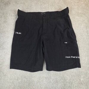 Huk Fishing Shorts Mens XXL Black Performance Cargo Outdoor Utility